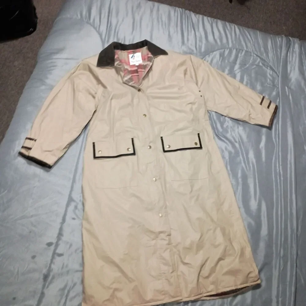 Vintage Misty Harbor Rain Jacket Trench Coat M Slicker Flannel Lining Trenchcoat